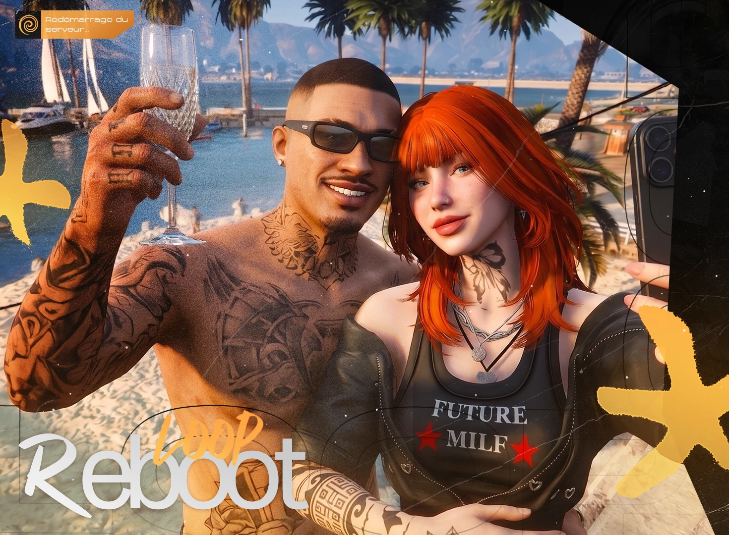 Un couple sur la plage de Los Santos